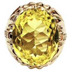 New 14K White Gold PL 8.2 Carat Yellow & Diamond Cut Sapphire Sterling Ring