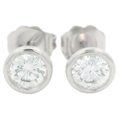 New 14k White Gold VS F 0.53ctw Round Bezel Martini Diamond Stud Earrings (orecchini con diamante)