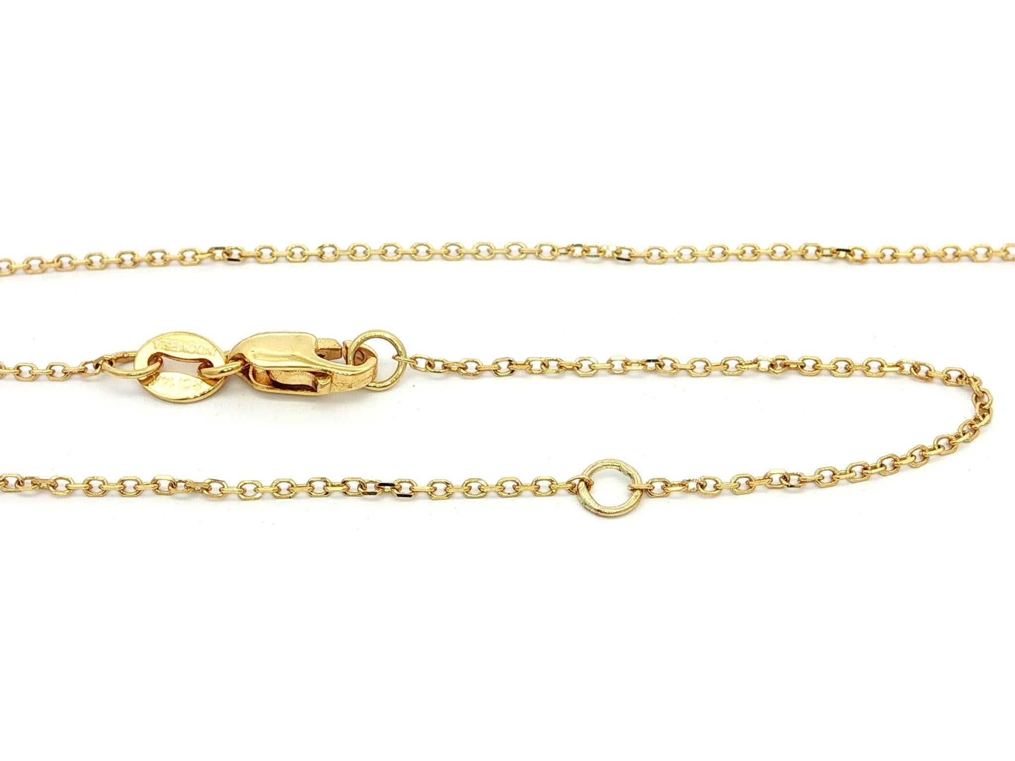 New 14k Yellow Gold 0.11ct Diamond Evil Eye Slide Pendant Collana regolabile in vendita 2
