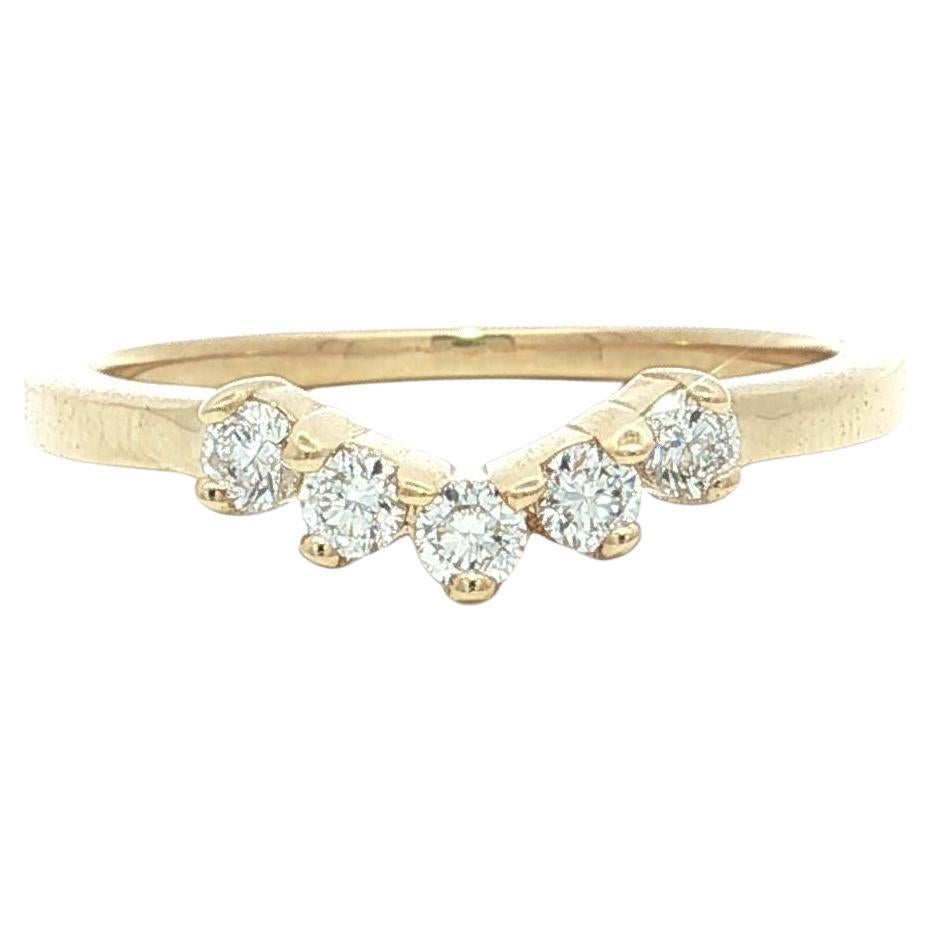 New 14k Yellow Gold 0.25ct Round Diamond U Shaped Curved Stack Wedding Band Ring (anello nuziale a forma di U)