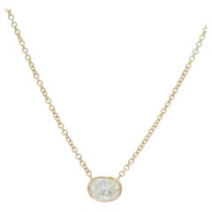 NEW 14k Yellow Gold 0.26ctw Bezel Oval Diamond Pendant Necklace Solitaire