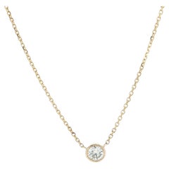 Neu 14k Gelbgold 0,31ct Lünette Diamant Solitär Anhänger einstellbar Halskette