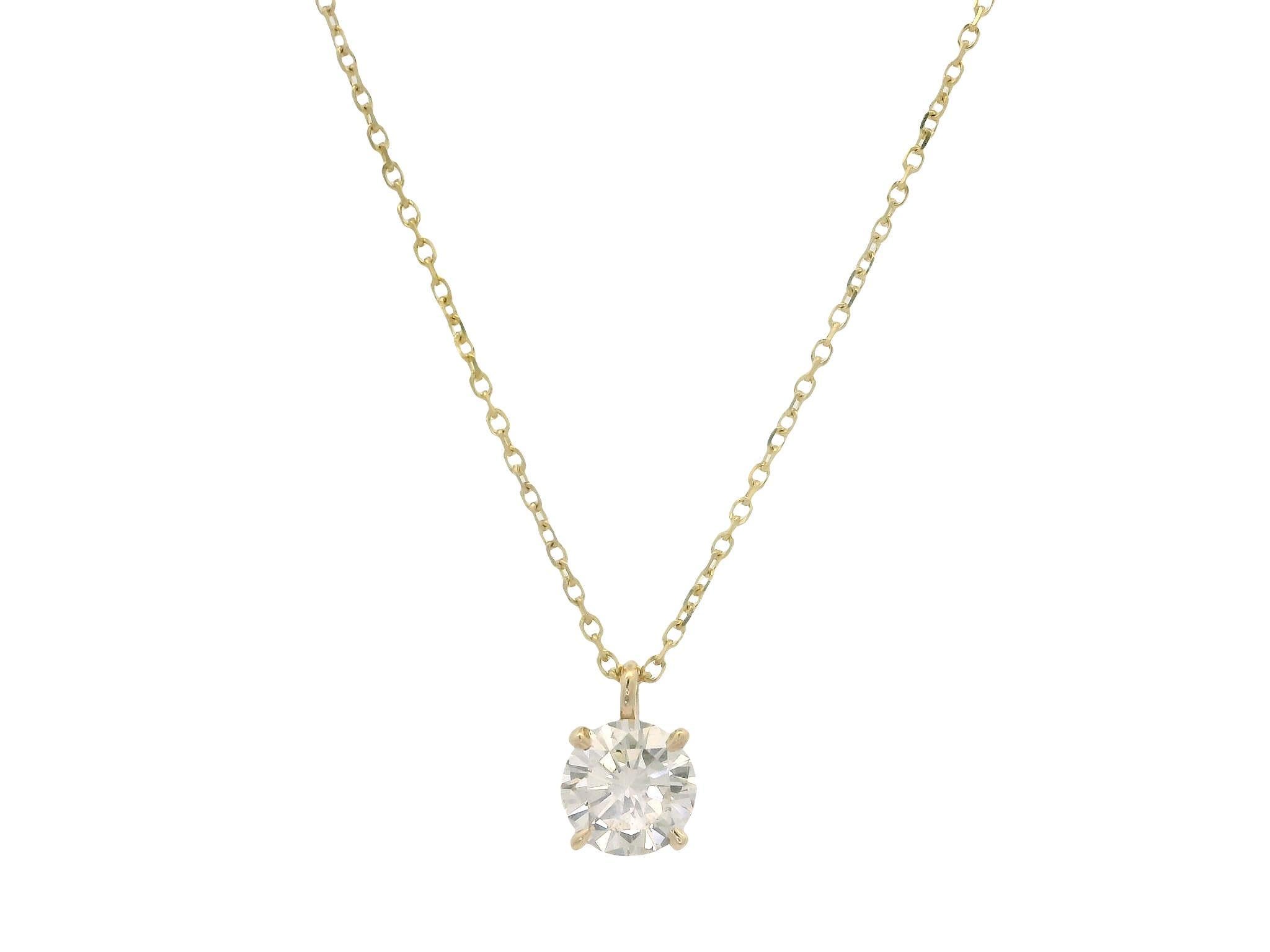New 14k Yellow Gold 0.51ct Diamond Solitaire Slide Pendant Adjustable Necklace