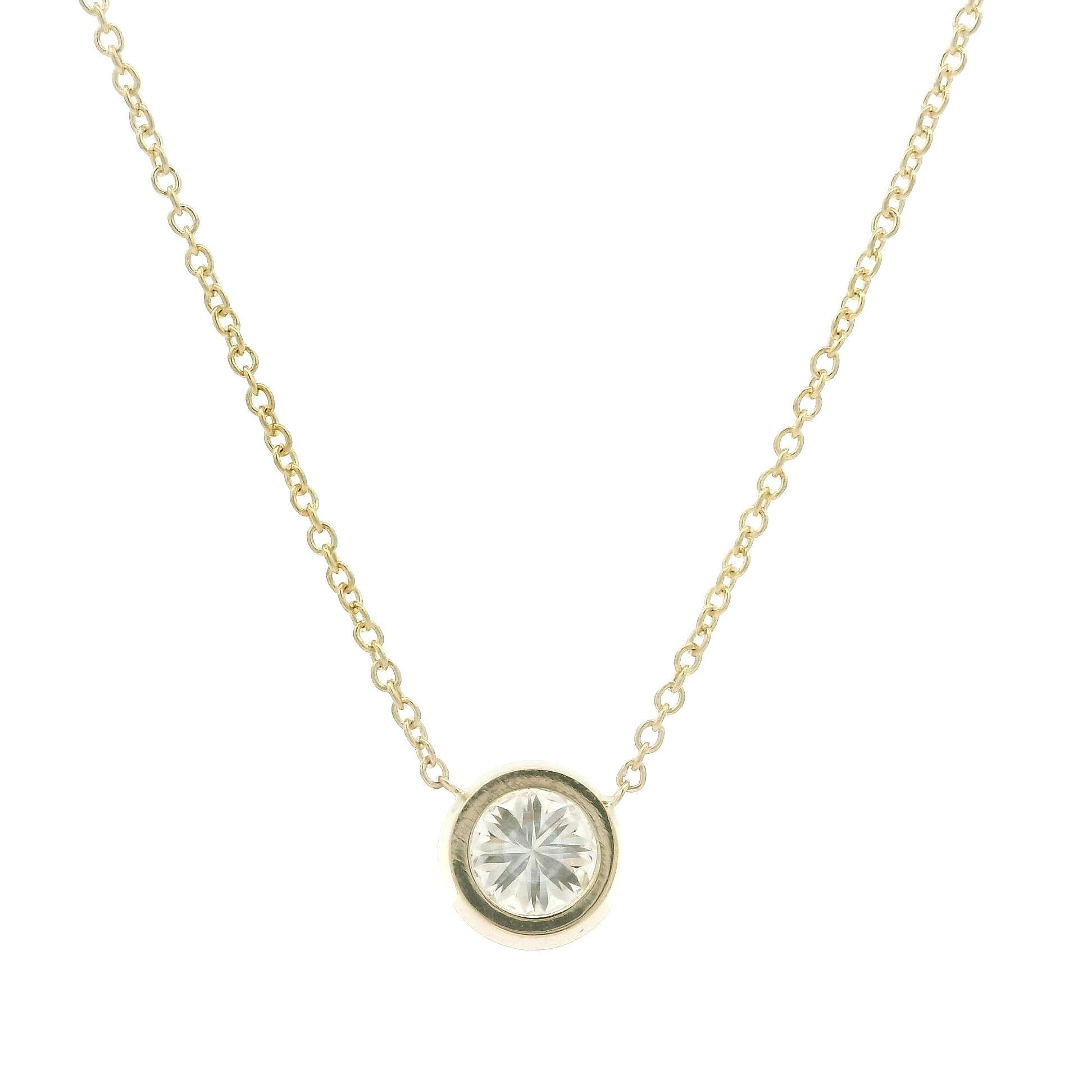Chaîne collier solitaire en or jaune 14 carats avec diamants 0,54 carat en vente 5