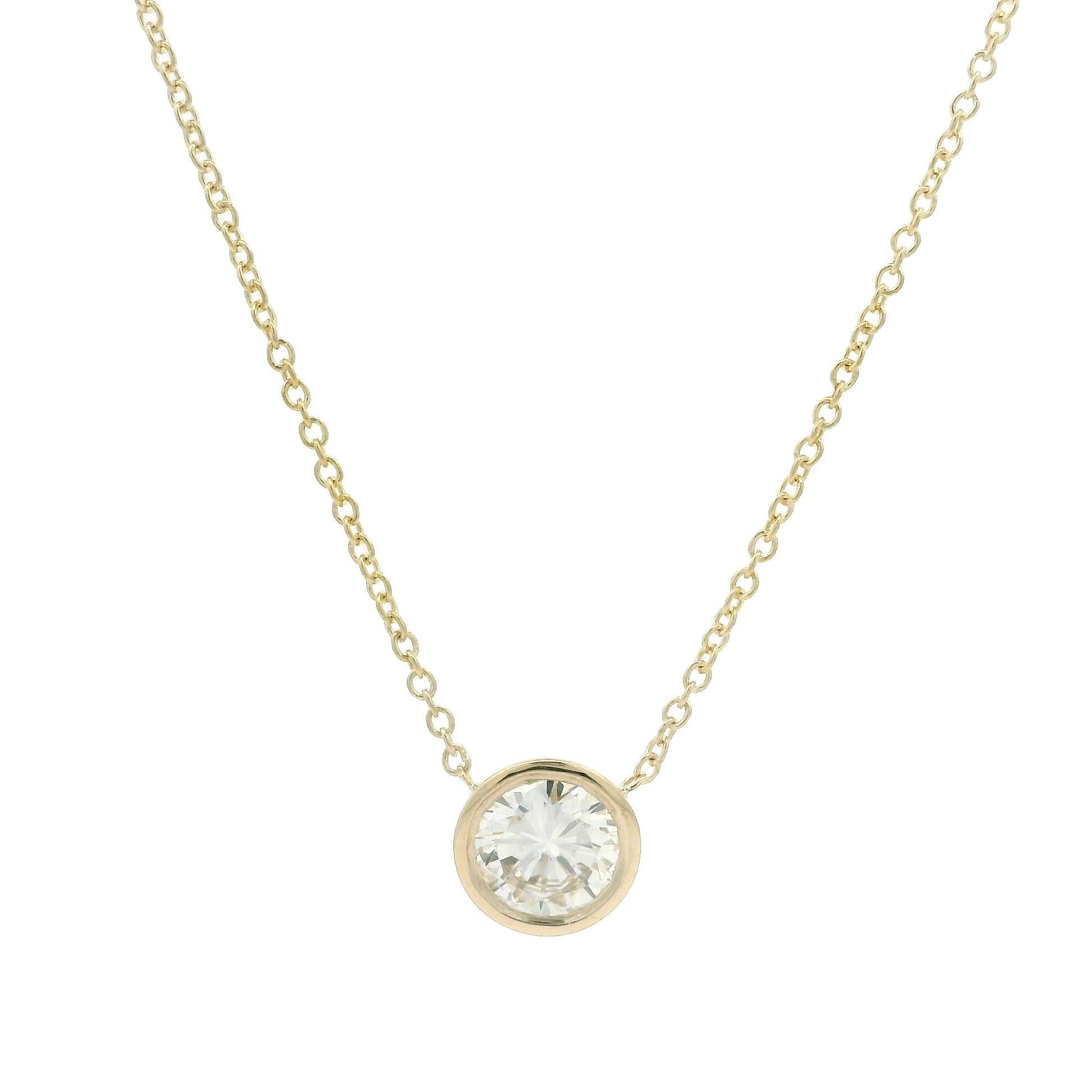 Chaîne collier solitaire en or jaune 14 carats avec diamants 0,54 carat en vente 2