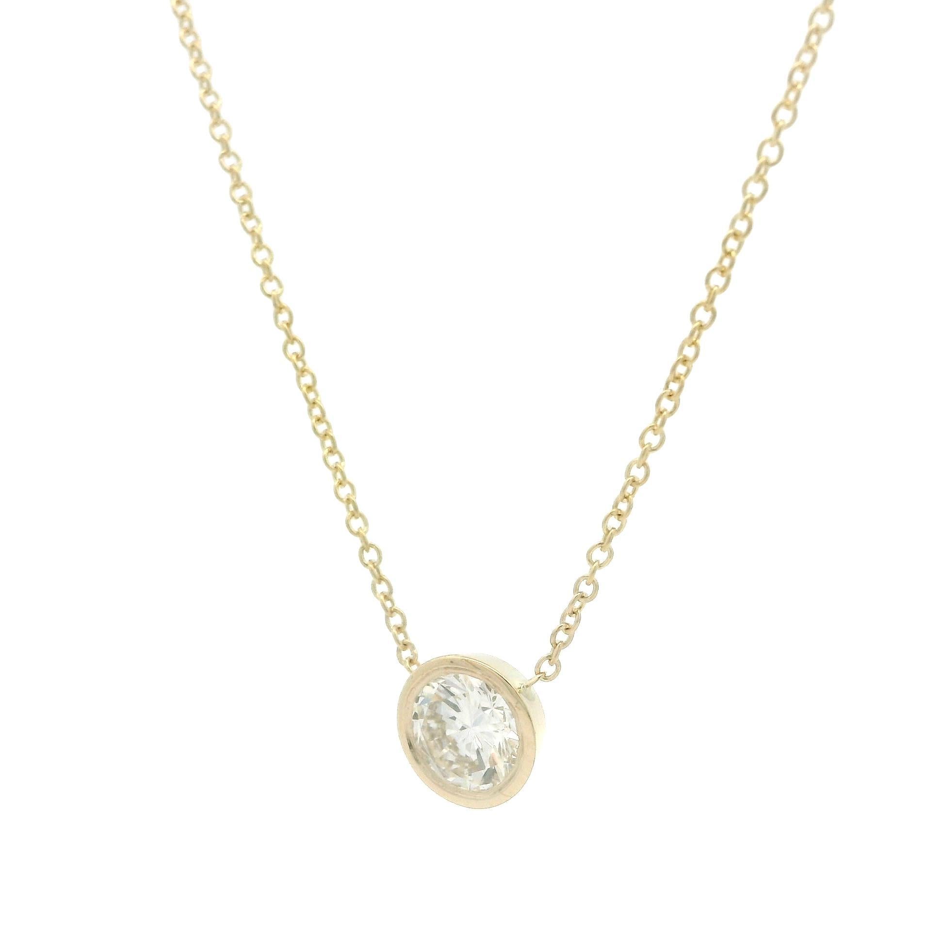Chaîne collier solitaire en or jaune 14 carats avec diamants 0,54 carat en vente 4