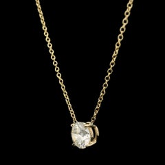 New 14k Yellow Gold 0.64ct Round Diamond Solitaire Pendant Chain Necklace