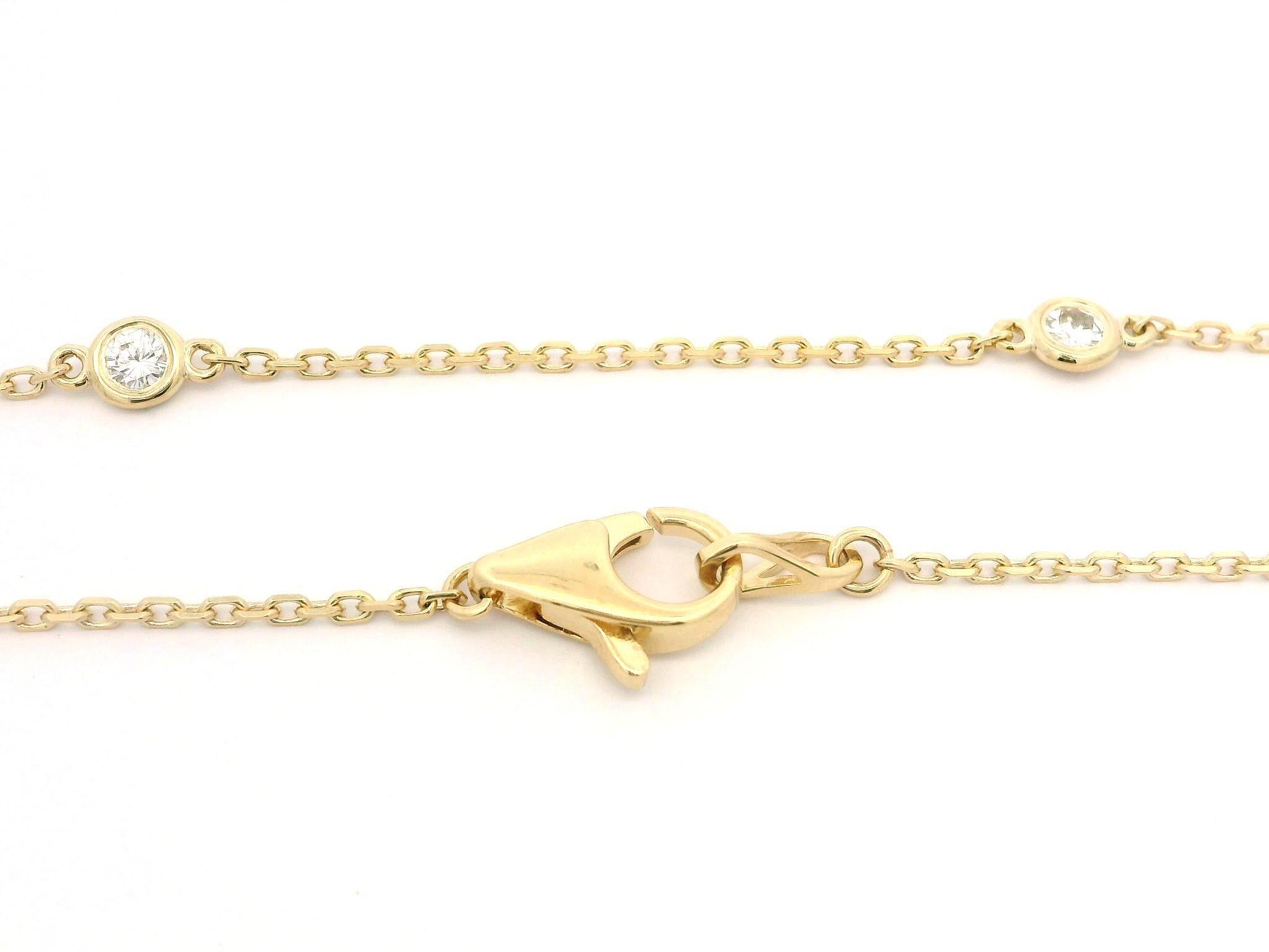 New 14k Yellow Gold 0.64ctw Round Diamond By The Yard 10 Station Chain Necklace In New Condition For Sale In Montclair, NJ