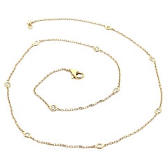 New 14k Yellow Gold 0.64ctw Round Diamond By The Yard 10 Station Chain Necklace