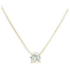 Pendentif solitaire réglable en or jaune 14 carats avec diamants ronds de 0,68 carat