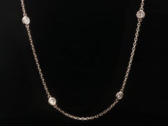 New 14k Yellow Gold 0.70ctw Round Diamond 10 Station By The Yard Chain Necklace