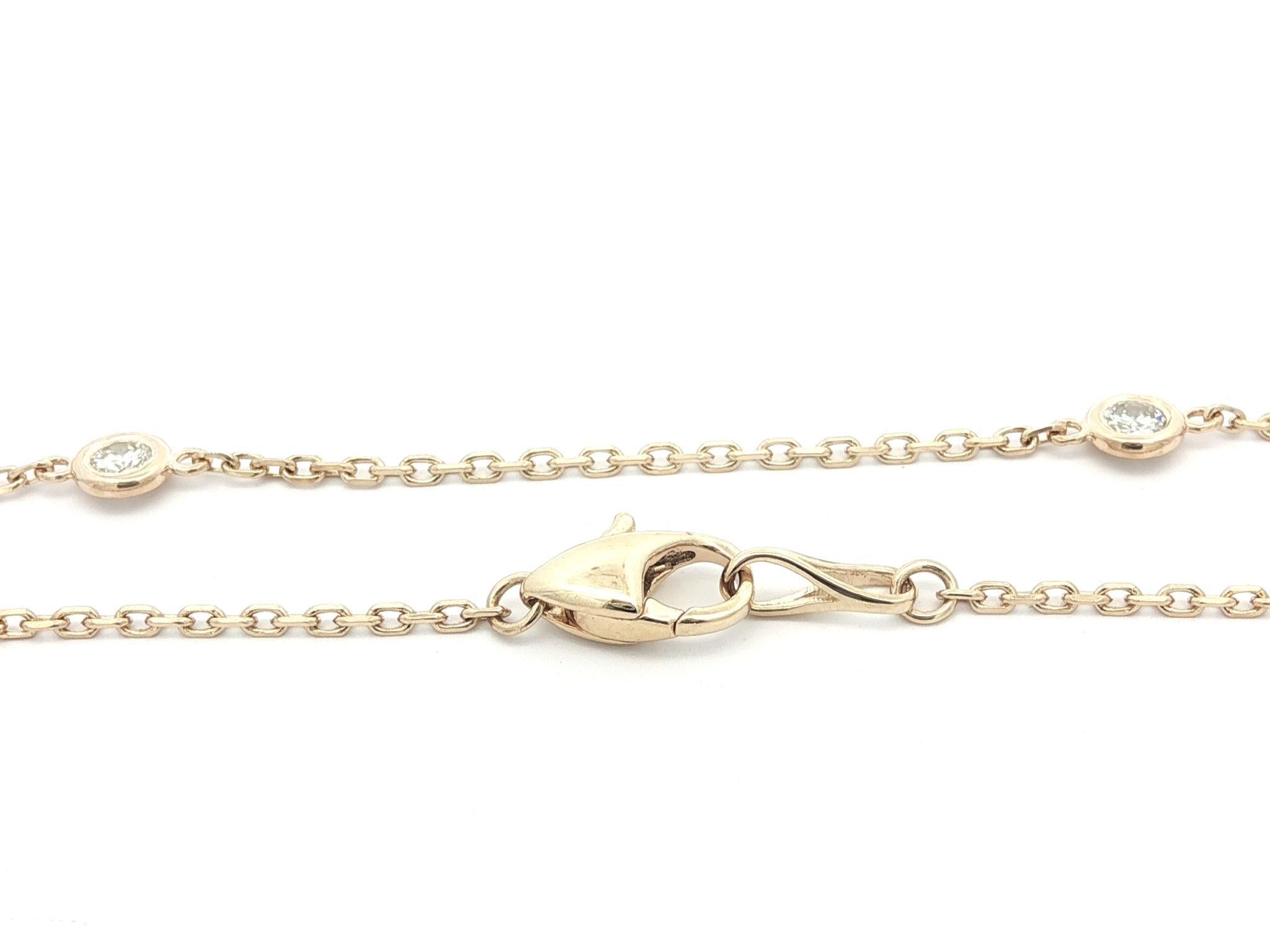 Donna Nuova collana a catena in oro giallo 14k con 10 stazioni di diamanti rotondi da 0,70 ct. in vendita