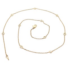 Nuova collana a catena in oro giallo 14k con 10 stazioni di diamanti rotondi da 0,70 ct.