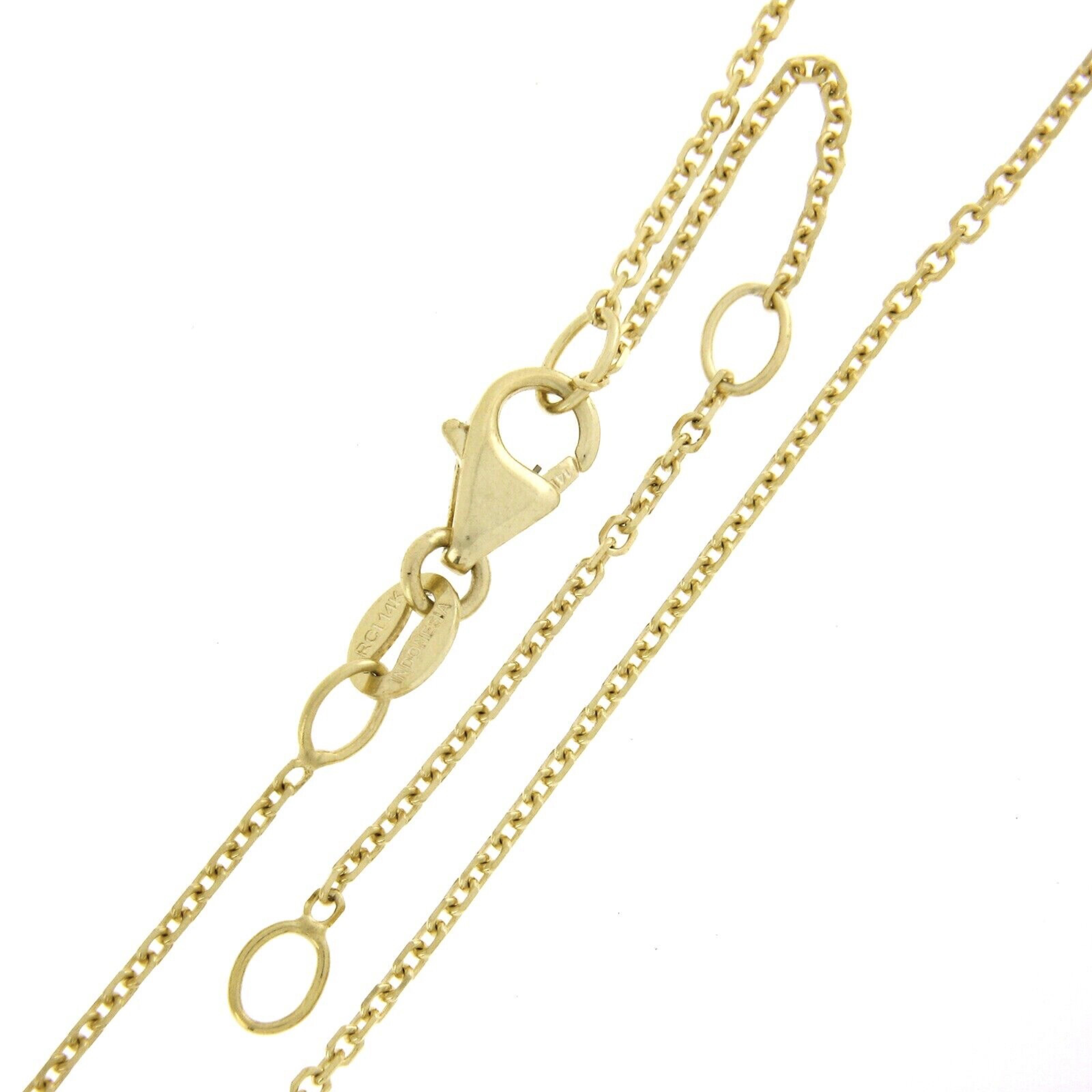 NEW 14K Yellow Gold 0.75ctw Heart Cut Emerald w/ Diamond Halo Pendant & Chain For Sale 3