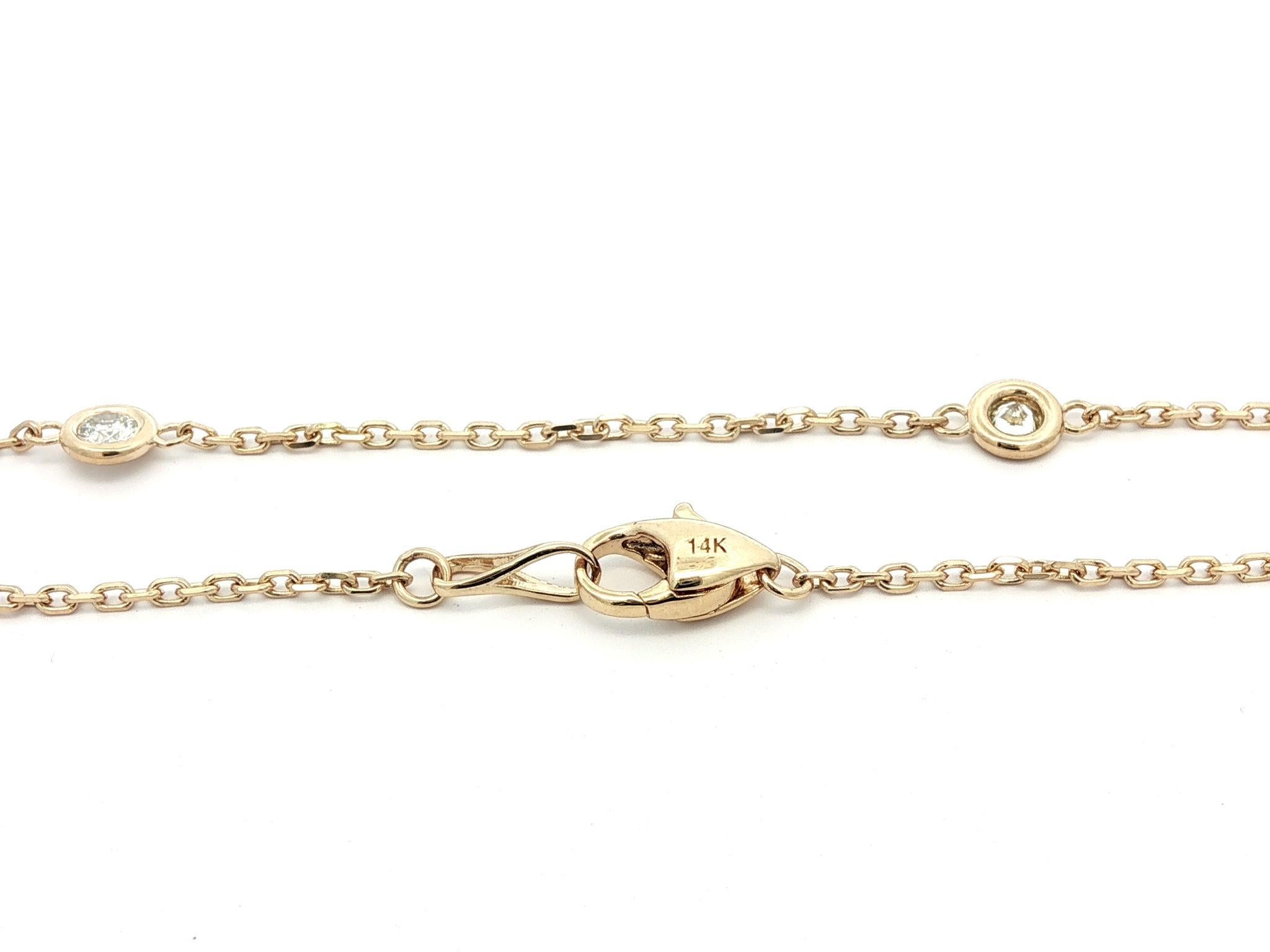 New 14k Yellow Gold 0.75ctw Round Diamond 10 Station By The Yard Collana a catena In condizioni Nuovo in vendita a Montclair, NJ