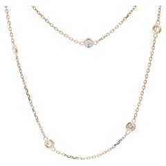 New 14k Yellow Gold 0.75ctw Round Diamond 10 Station By The Yard Collana a catena