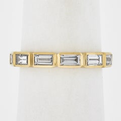 New 14k Yellow Gold 0.80ctw Baguette Bezel Diamond Stackable Band Ring