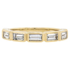 New 14k Yellow Gold 0.80ctw Baguette Bezel Diamond Stackable Band Ring