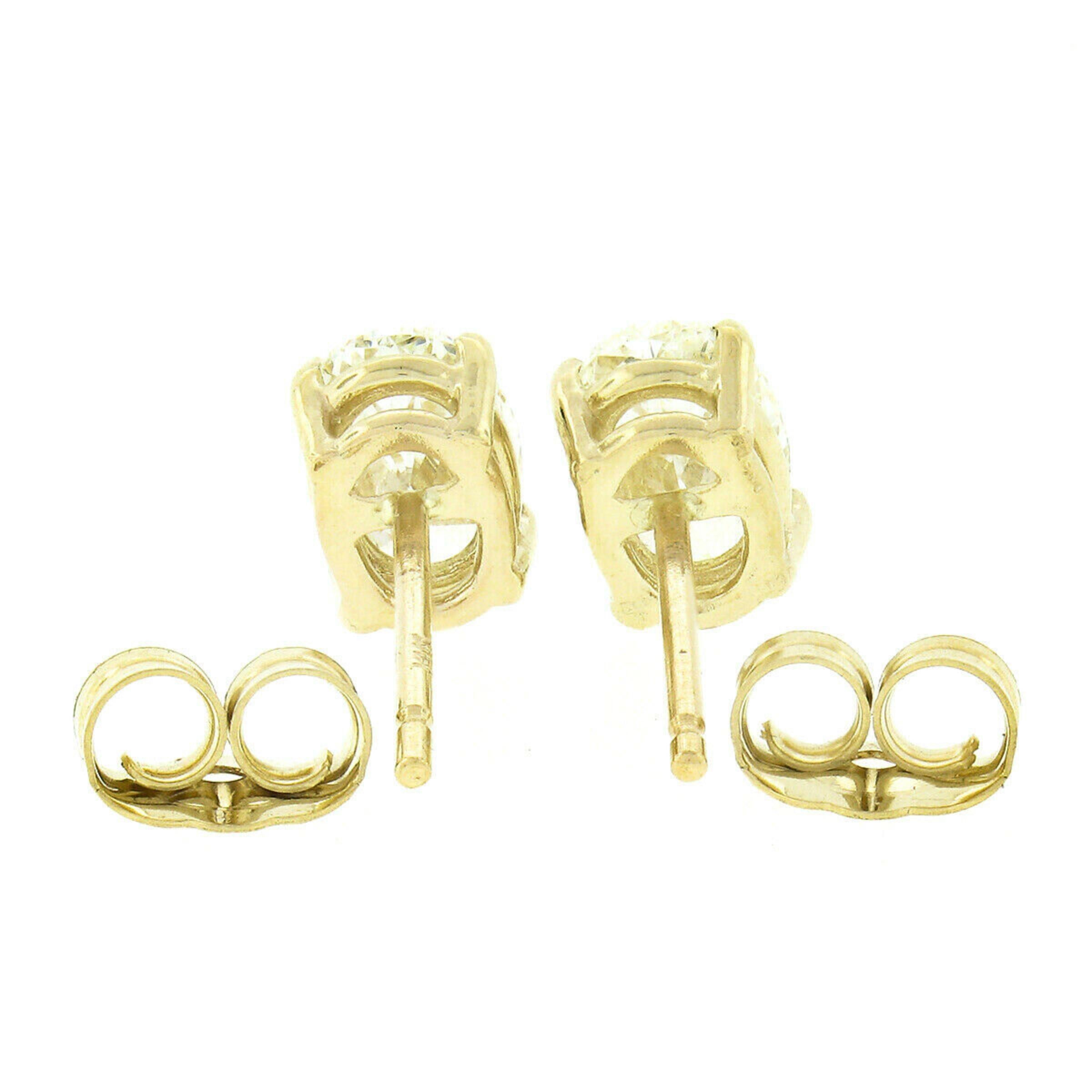 Women's or Men's New 14k Yellow Gold 1.10ctw GIA Oval Brilliant Cut Prong Diamond Stud Earrings