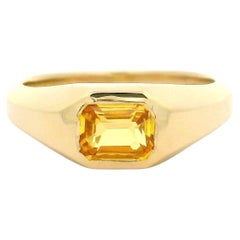 Nuevo Anillo Solitario de Oro Amarillo de 14k con Zafiro Amarillo talla Esmeralda de 1,12 ctw
