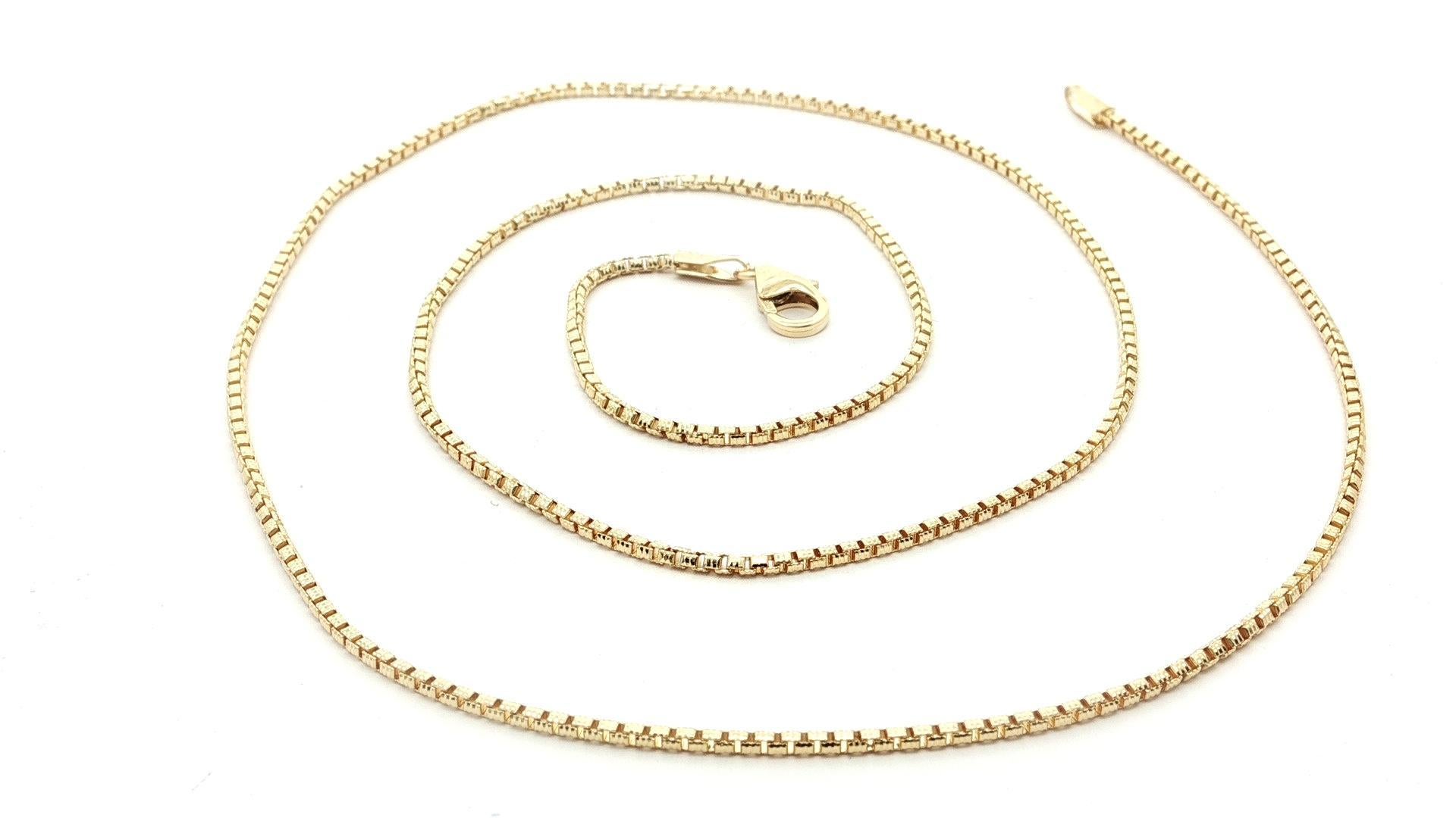 NUEVO Collar de eslabones de cadena biselada texturizados de oro amarillo de 14k de 1,36 mm y 20 pulgadas de largo en Nuevo estado para la venta en Montclair, NJ