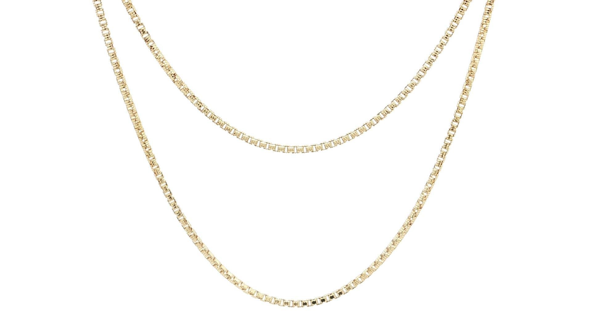 NUEVO Collar de eslabones de cadena biselada texturizados de oro amarillo de 14k de 1,36 mm y 20 pulgadas de largo en venta 1