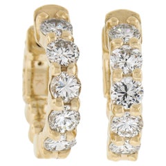 NEW 14k Yellow Gold 1.41ctw Round Diamond 17.8mm Snap Clasp Huggie Hoop Earrings NEW 14k Yellow Gold 1.41ctw Round Diamond 17.8mm Snap Clasp Huggie Hoop Earrings