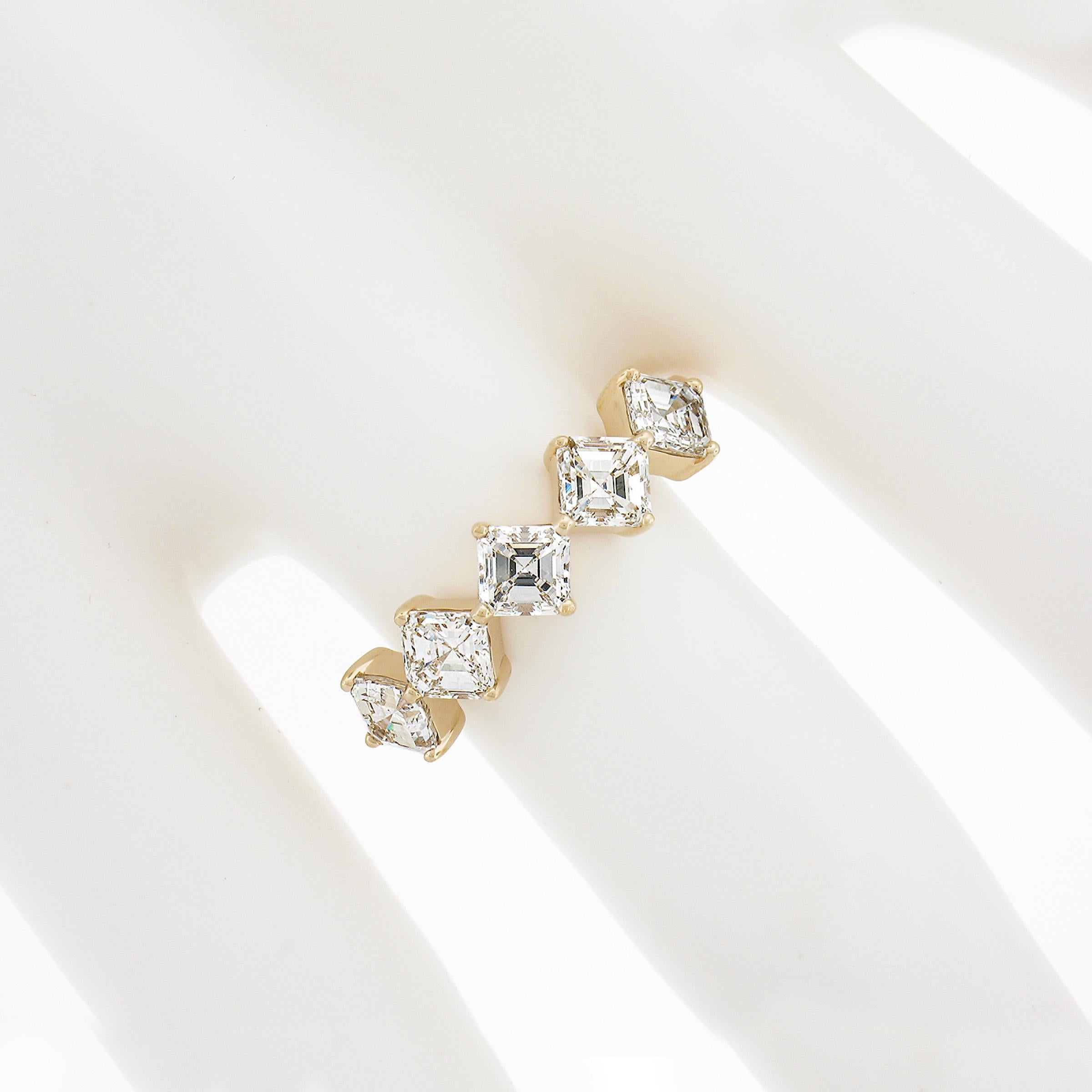 Women's New 14k Yellow Gold 1.56ctw Asscher Cut Diamond Stackable Wedding Band Ring For Sale