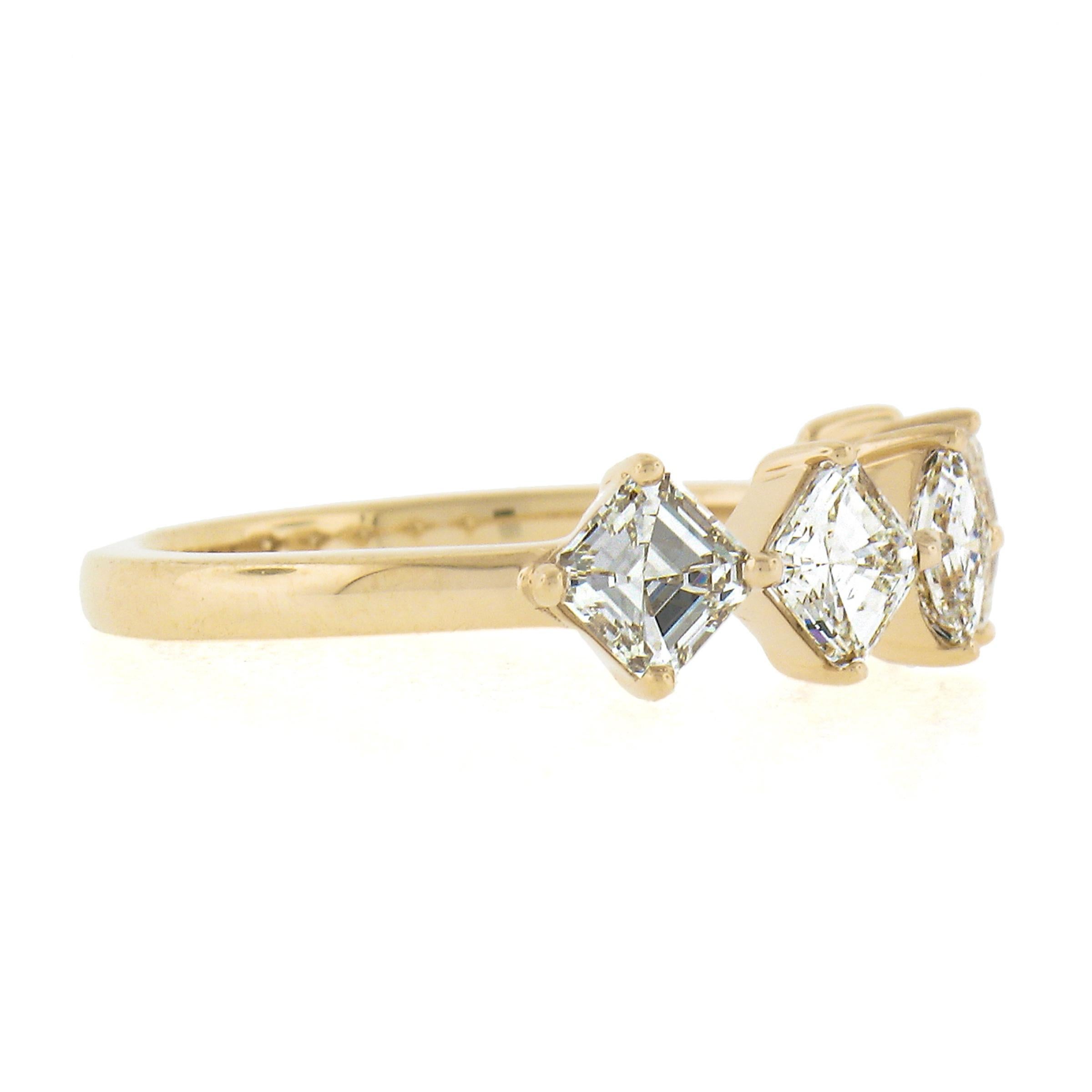 New 14k Yellow Gold 1.56ctw Asscher Cut Diamond Stackable Wedding Band Ring For Sale 1