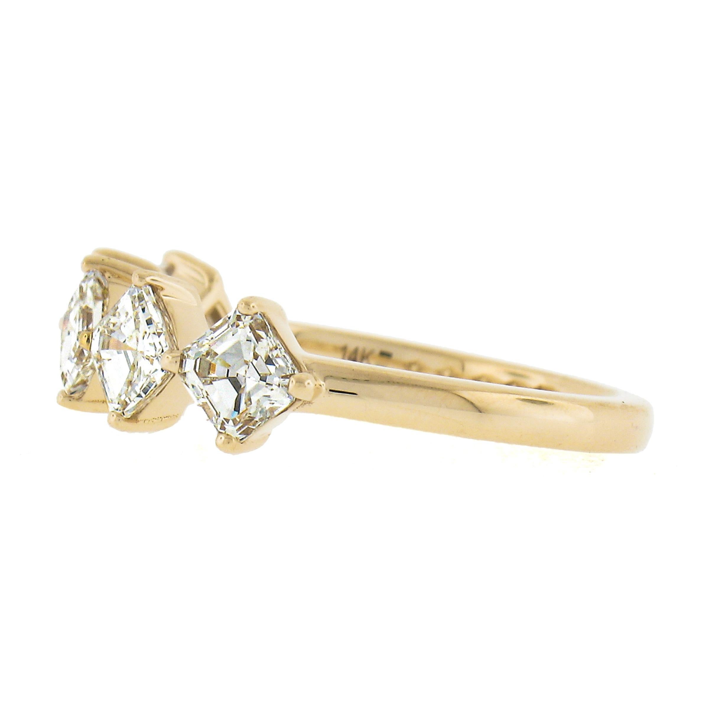 New 14k Yellow Gold 1.56ctw Asscher Cut Diamond Stackable Wedding Band Ring For Sale 2