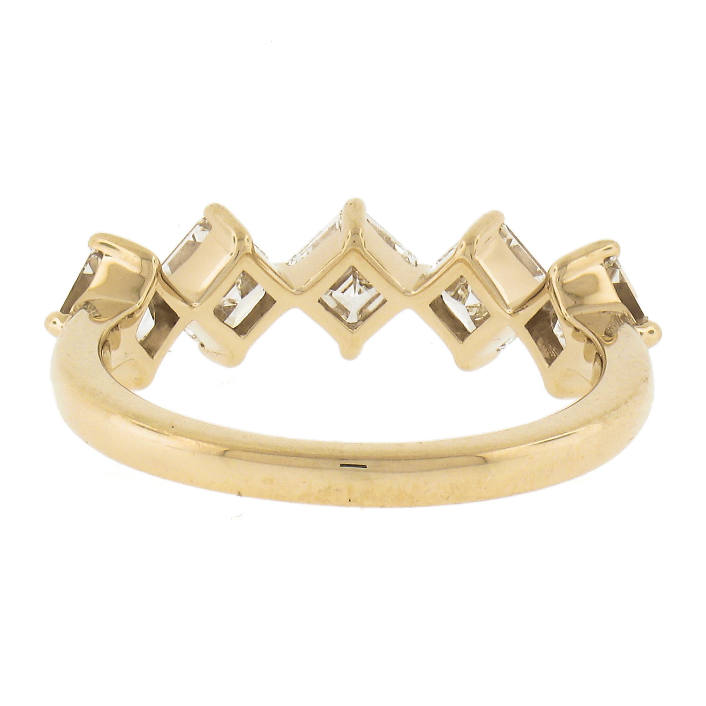 New 14k Yellow Gold 1.56ctw Asscher Cut Diamond Stackable Wedding Band Ring For Sale 3