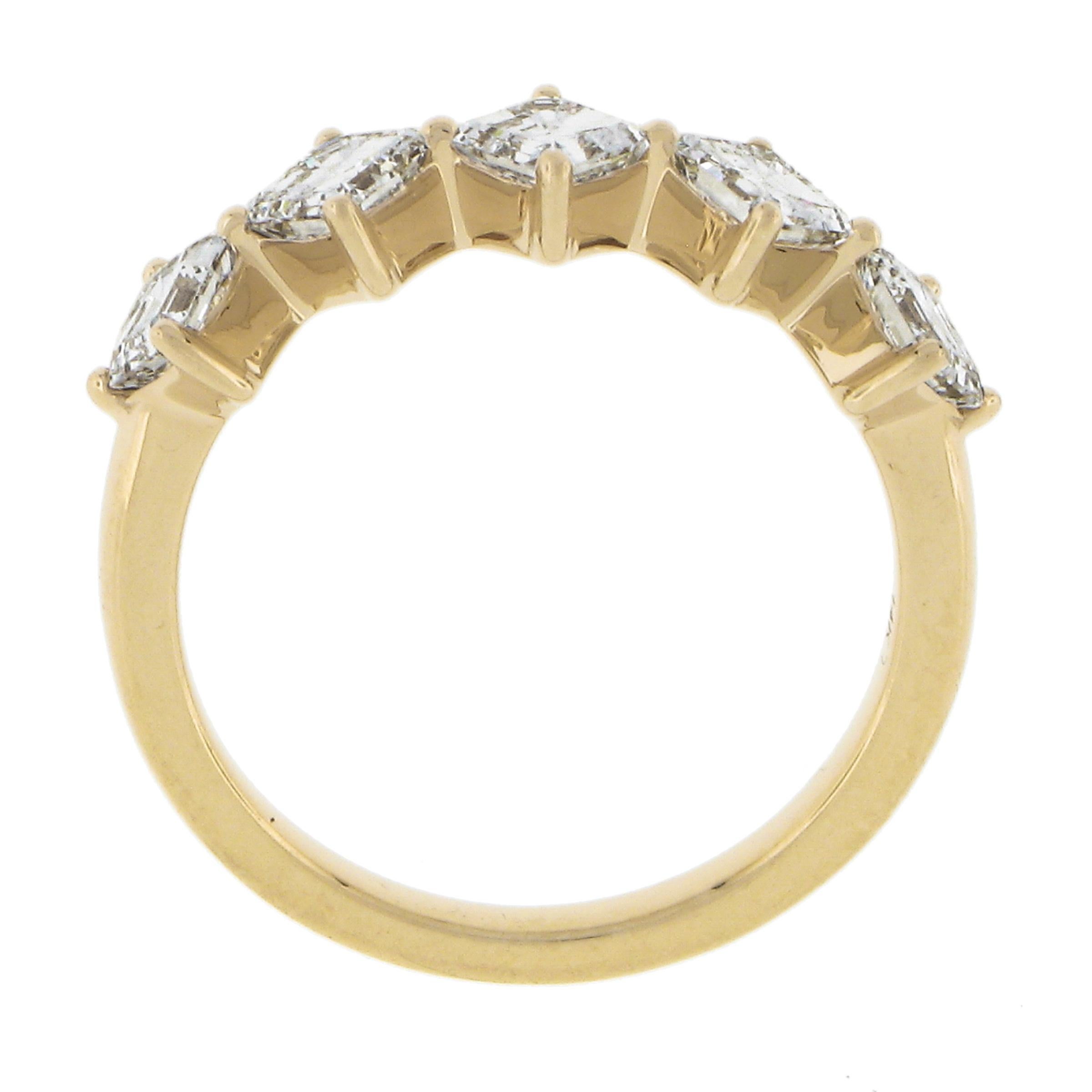 New 14k Yellow Gold 1.56ctw Asscher Cut Diamond Stackable Wedding Band Ring For Sale 4