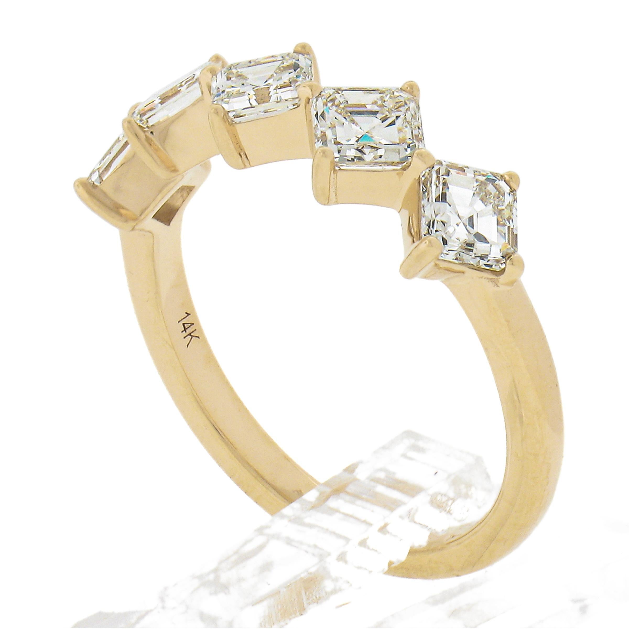 New 14k Yellow Gold 1.56ctw Asscher Cut Diamond Stackable Wedding Band Ring For Sale 5