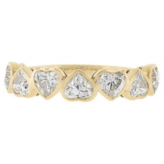 New 14k Yellow Gold 1.60ctw Heart Cut Bezel Set Diamond Stackable Band Ring