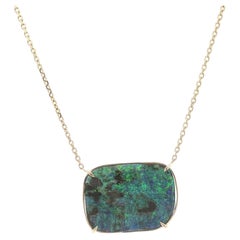 New 14k Yellow Gold 16.22ct Boulder Opal Solitaire Pendant Adjustable Necklace