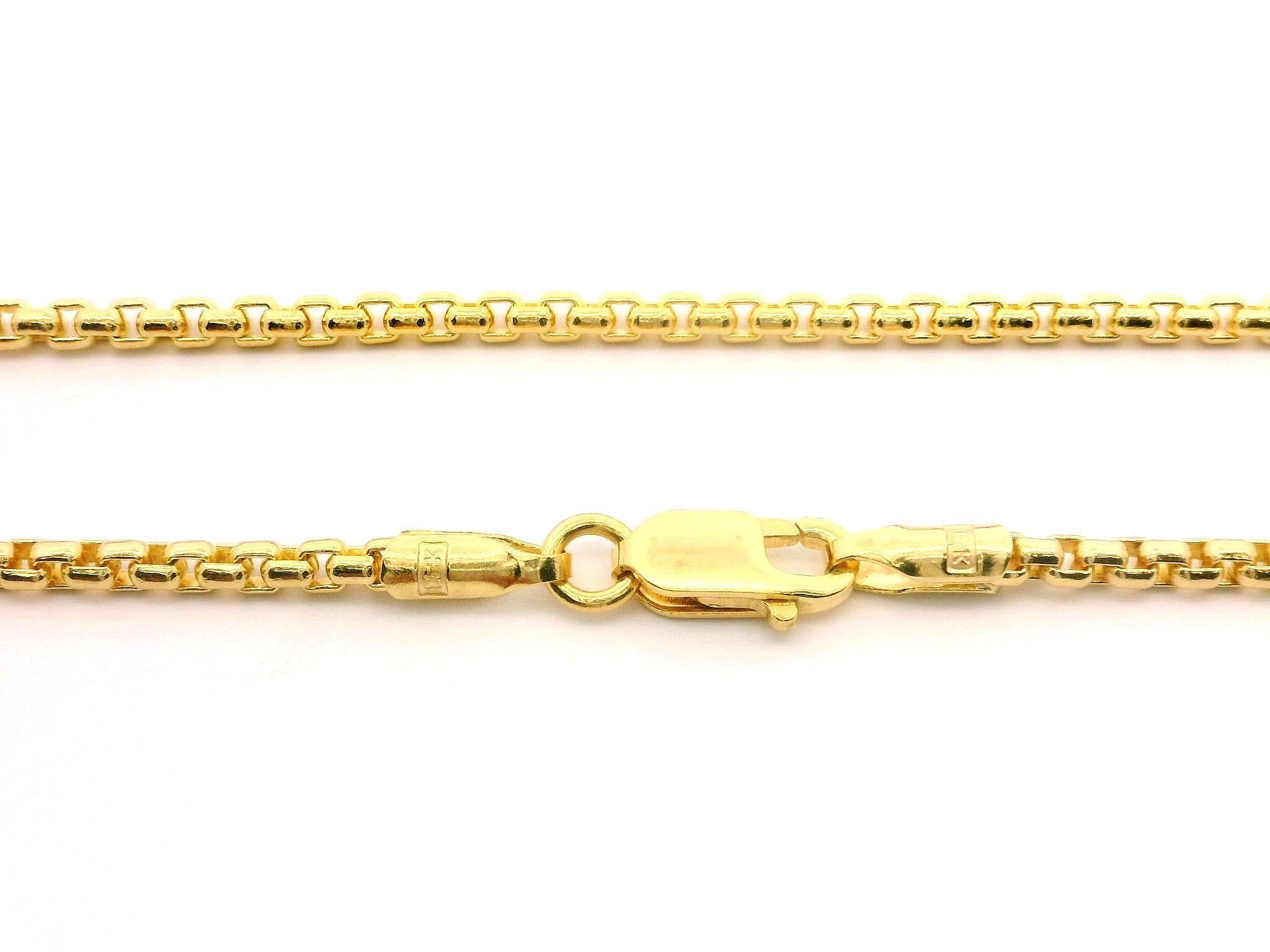 Nuevo Collar de cadena de eslabones biselados de oro amarillo de 14k de 18