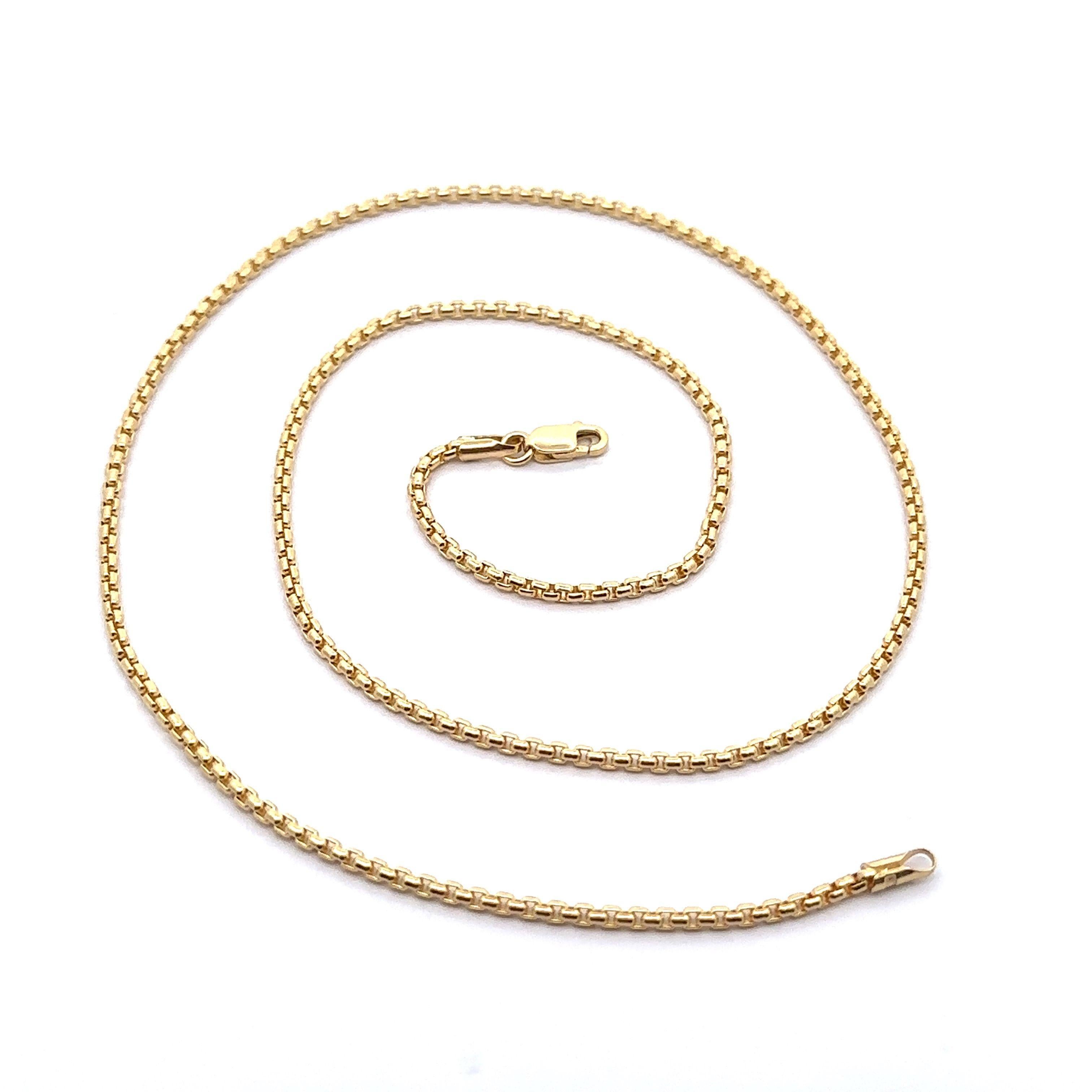 Nuevo Collar de cadena de eslabones biselados de oro amarillo de 14k de 18