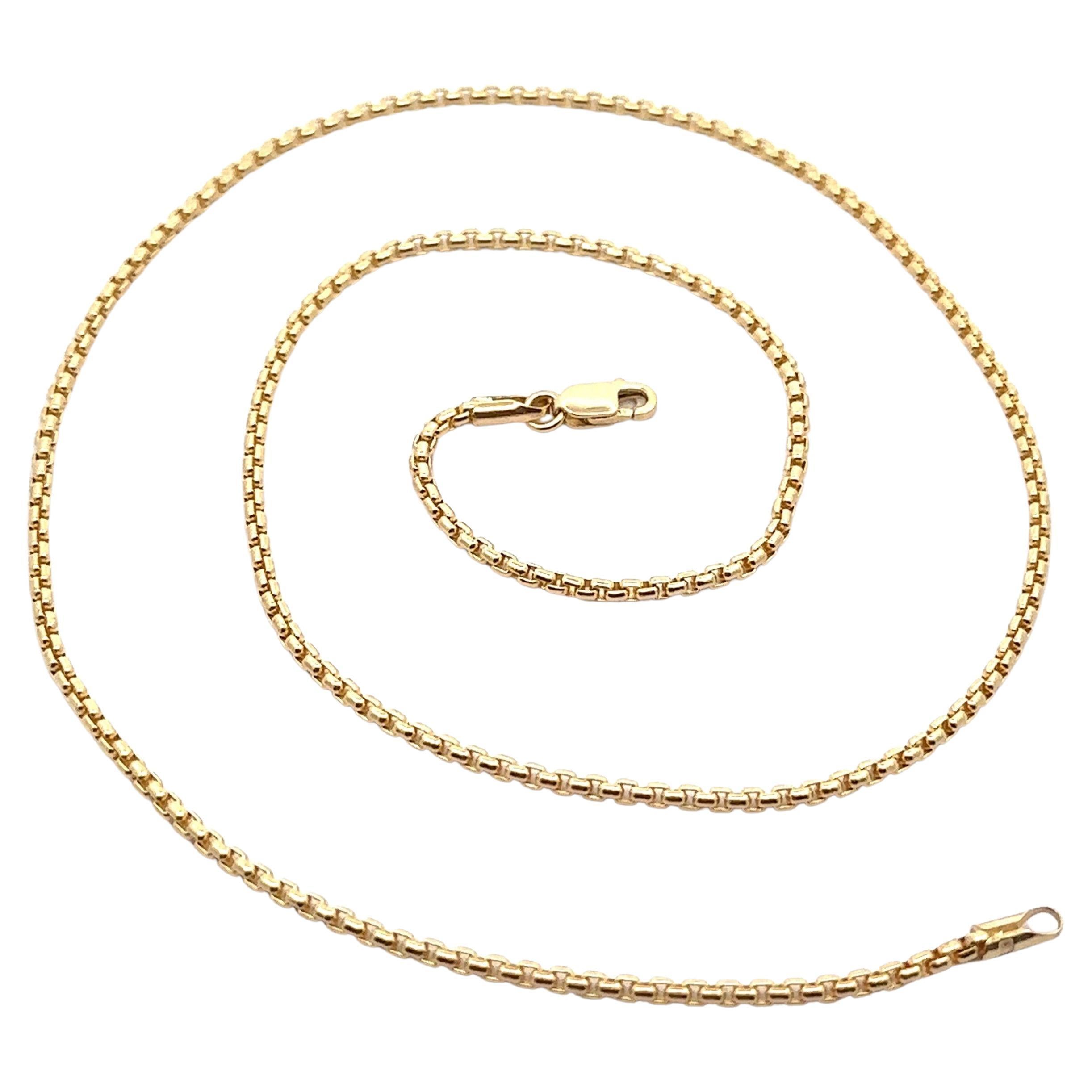 Neu 14k Gelbgold 18" 1,6 mm abgeschrägte Schachtel Gliederkette Halskette