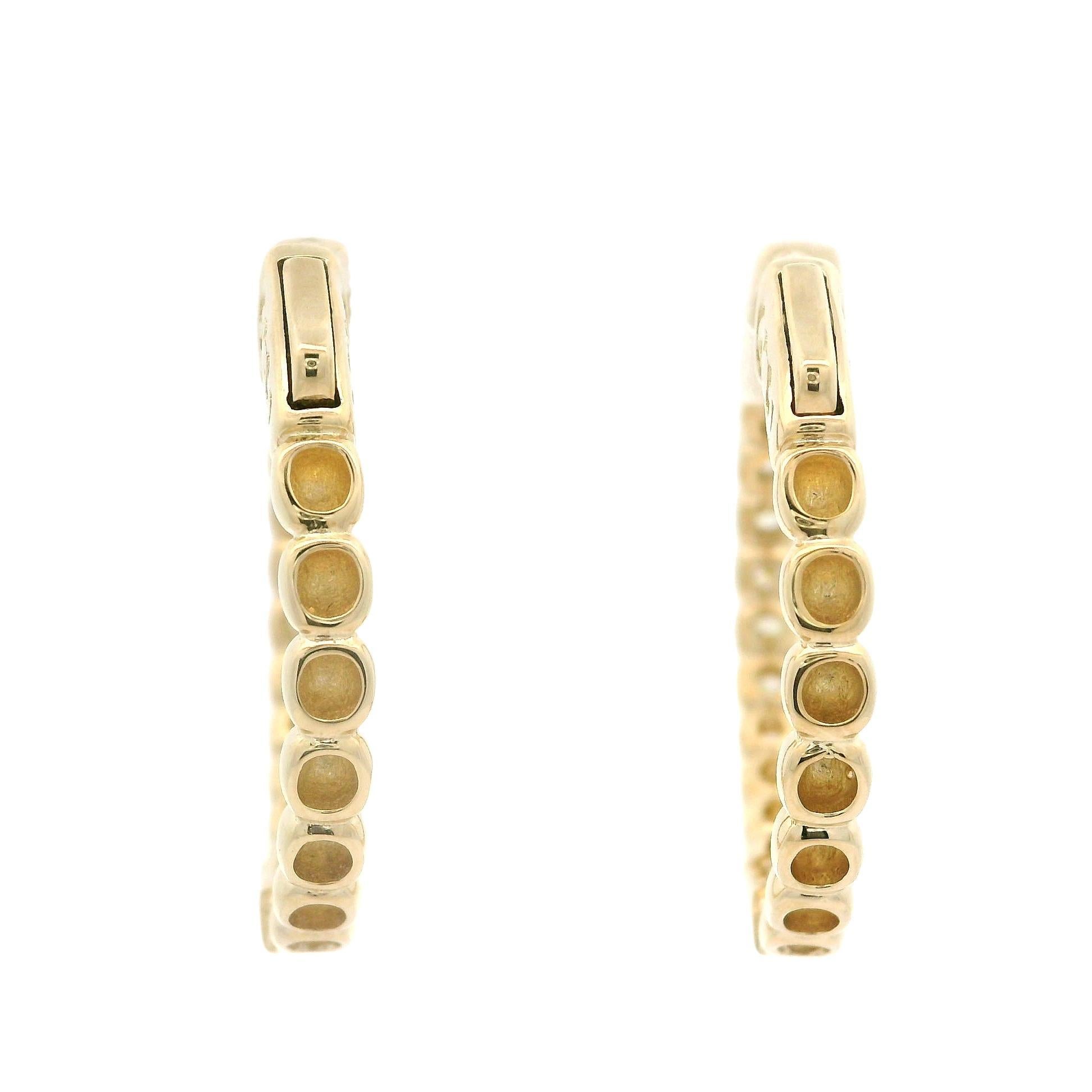Neu 14k Gelbgold 1ctw Diamant Große Fancy Creolen mit Knopfleiste und Push Button Verschluss im Zustand „Neu“ im Angebot in Montclair, NJ