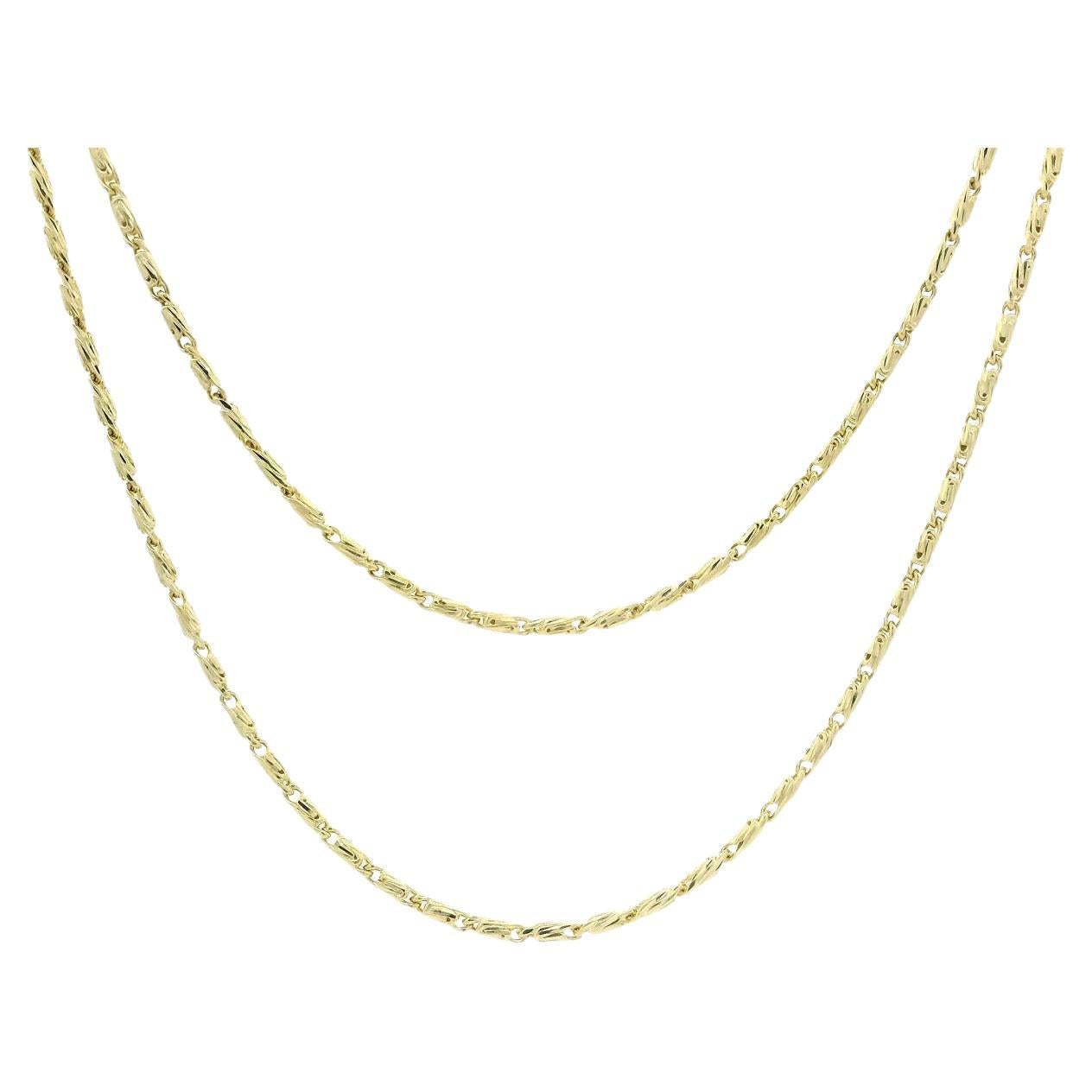 New 14k Yellow Gold 20" Fancy Diamond Cut Rounded Link Necklace Fancy Diamond Cut Rounded Link Chain en vente