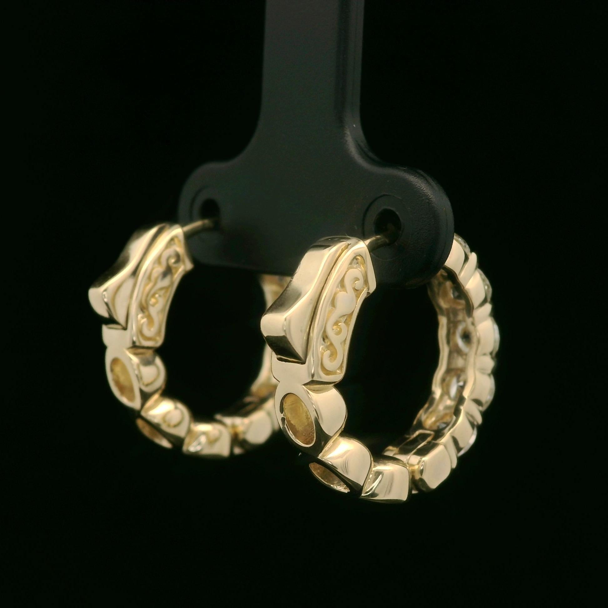 Nuevo Oro Amarillo de 14k 2.19ctw 10 Grandes Pendientes Clásicos de Aro Huggie Push Corte brillante en venta