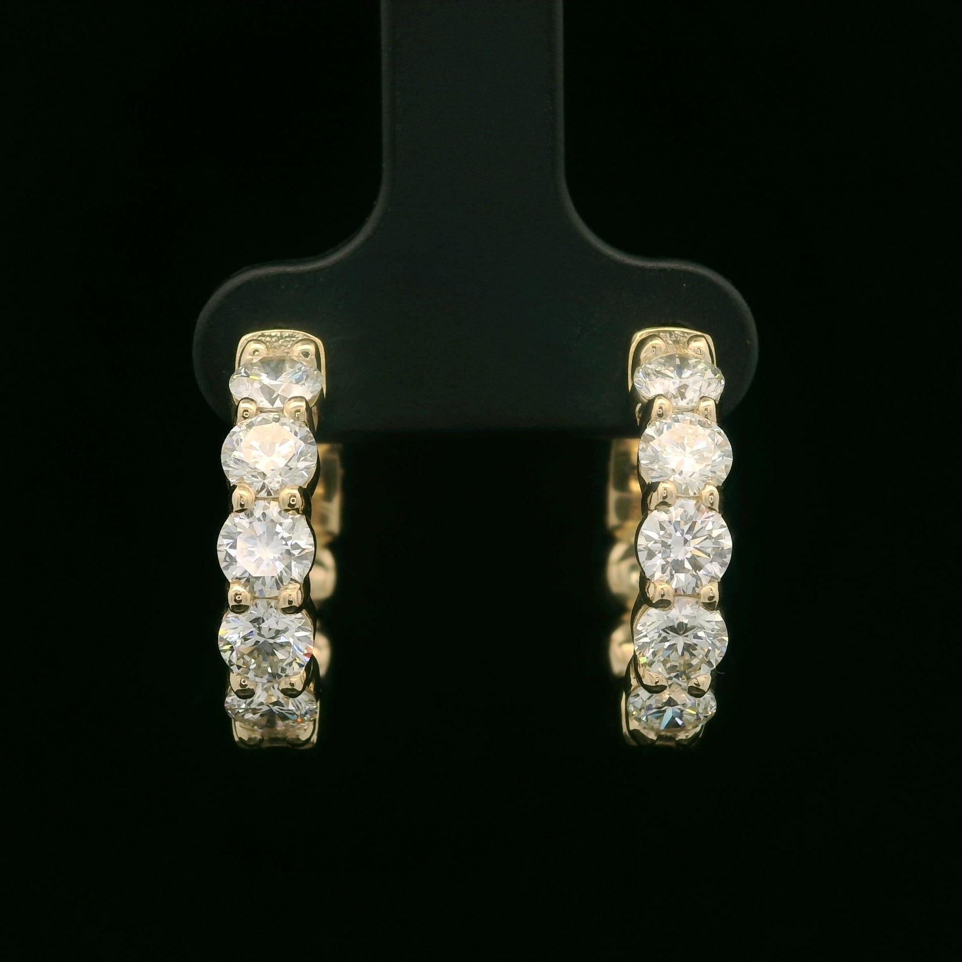 Nuevo Oro Amarillo de 14k 2.19ctw 10 Grandes Pendientes Clásicos de Aro Huggie Push en venta 1