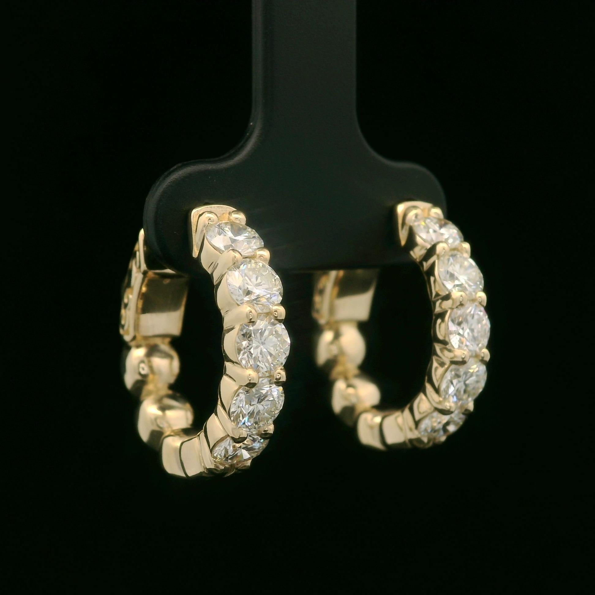 Nuevo Oro Amarillo de 14k 2.19ctw 10 Grandes Pendientes Clásicos de Aro Huggie Push en venta 2