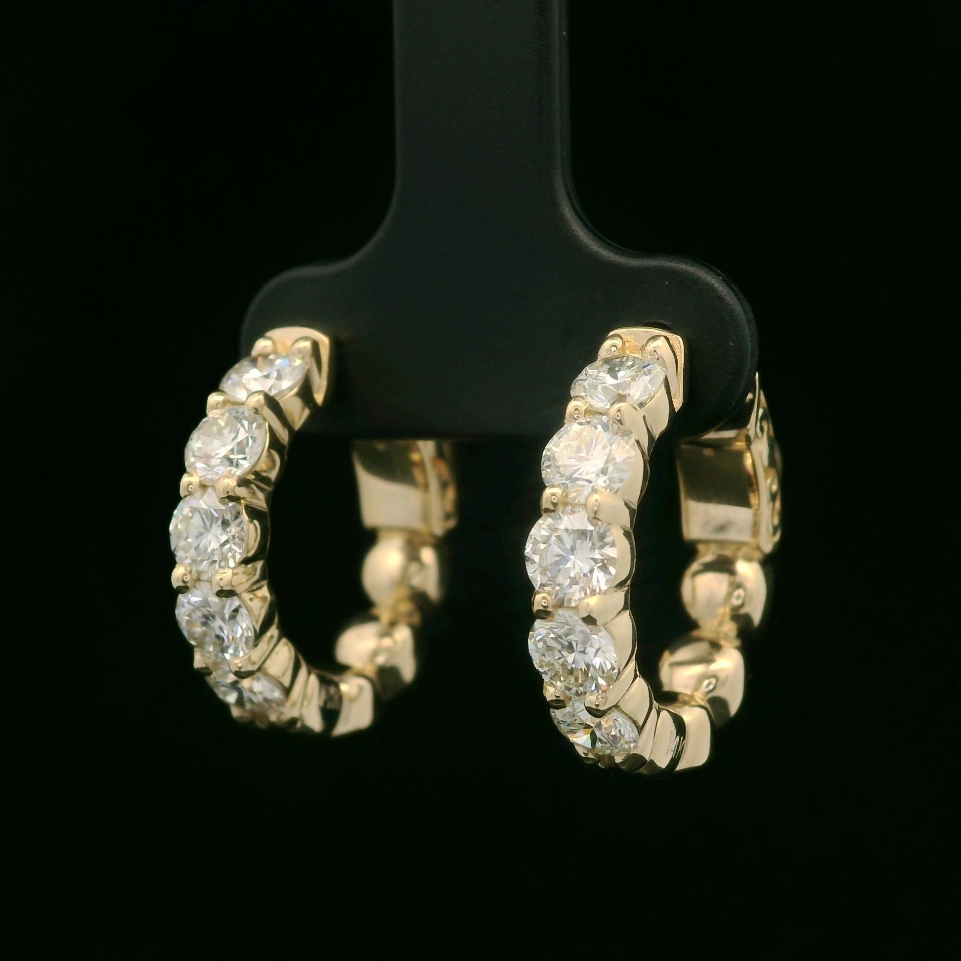 Nuevo Oro Amarillo de 14k 2.19ctw 10 Grandes Pendientes Clásicos de Aro Huggie Push en venta 3