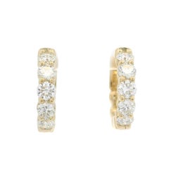 New 14k Yellow Gold 2.19ctw 10 Large Diamond Classic Hoop Huggie Push Earrings