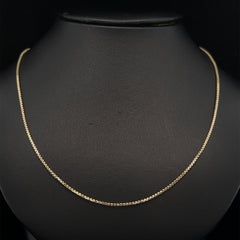 New 14k Yellow Gold 22" 0.9mm Beveled Box Link Chain Necklace