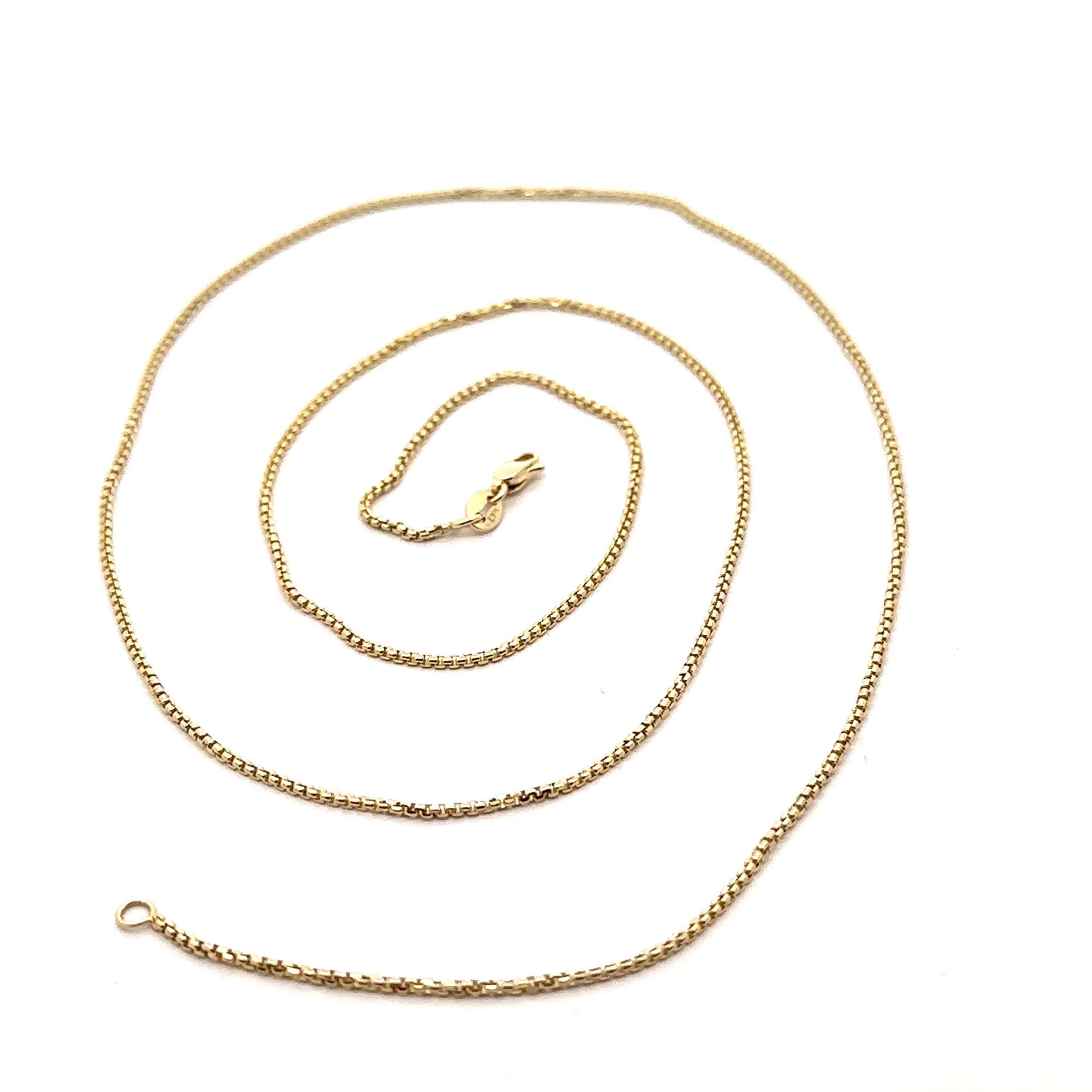 Nouveau collier à maillons en or jaune 14 carats avec boîte biseautée de 0,9 mm 22 pouces Pour femmes en vente