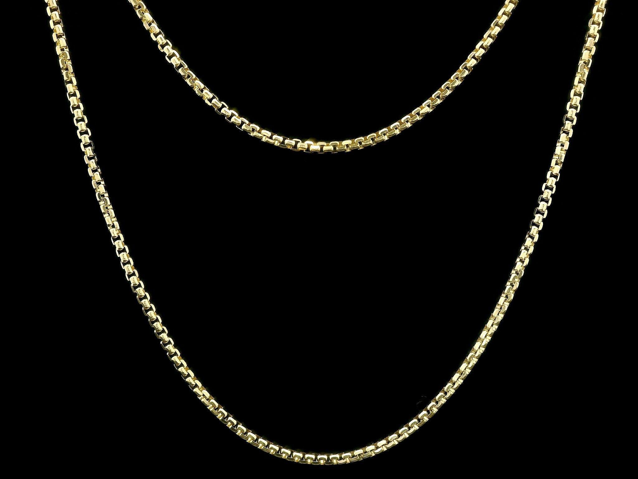 Nouveau collier à maillons en or jaune 14 carats avec boîte biseautée de 0,9 mm 22 pouces en vente 1