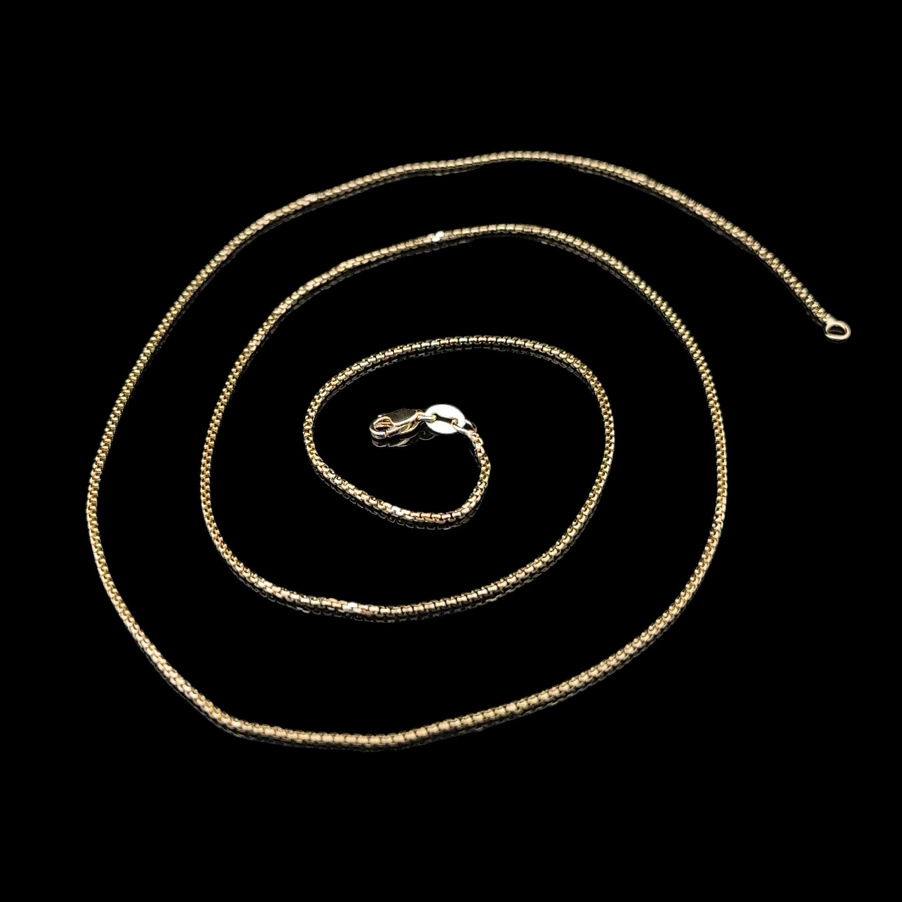 Nouveau collier à maillons en or jaune 14 carats avec boîte biseautée de 0,9 mm 22 pouces en vente 2