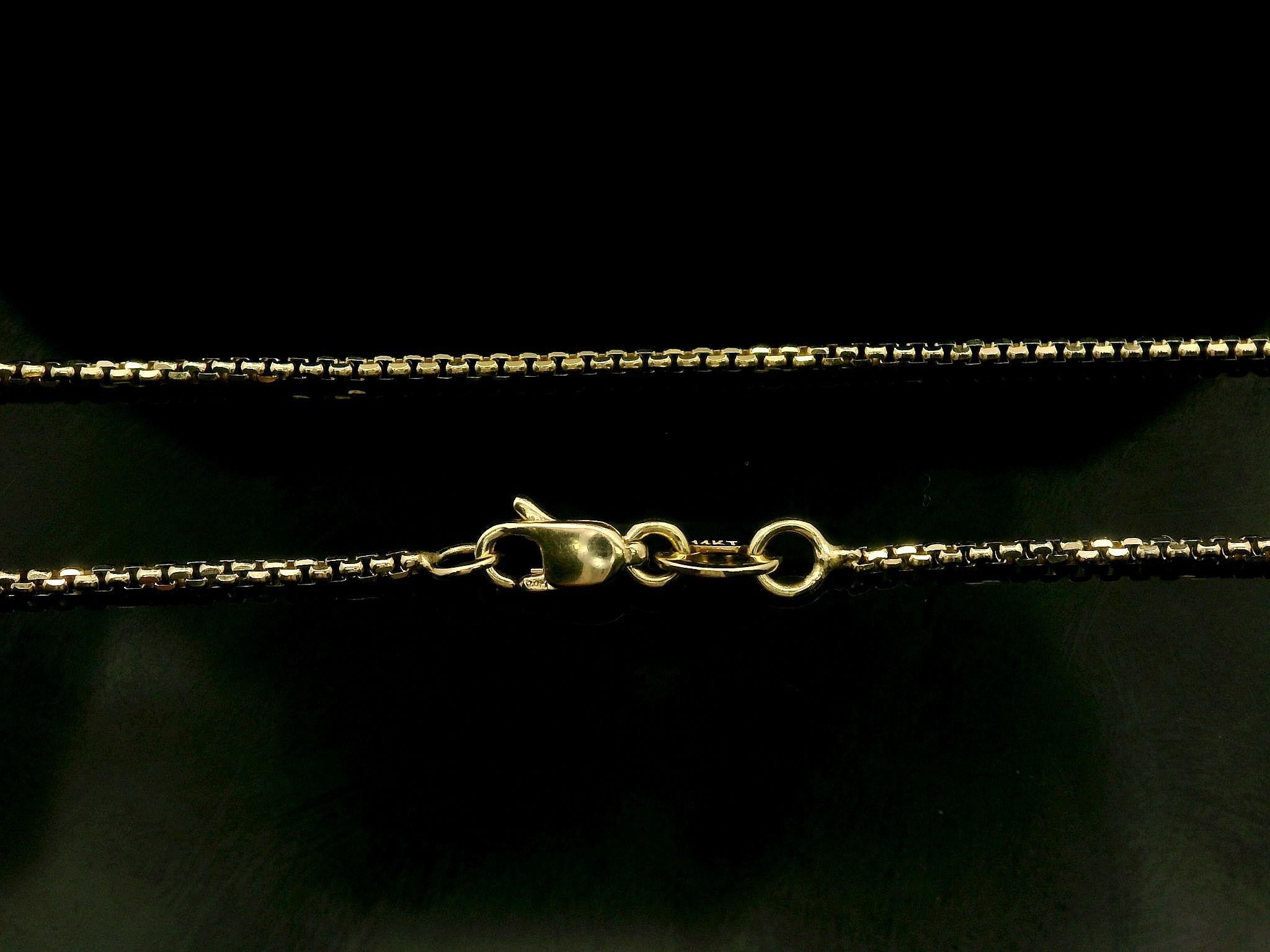 Nouveau collier à maillons en or jaune 14 carats avec boîte biseautée de 0,9 mm 22 pouces en vente 3